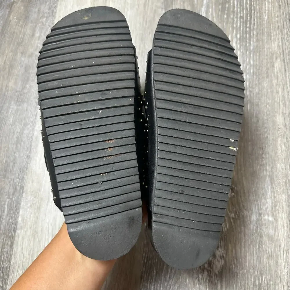 Antenora Black Double Buckle Strap Slide Sandals